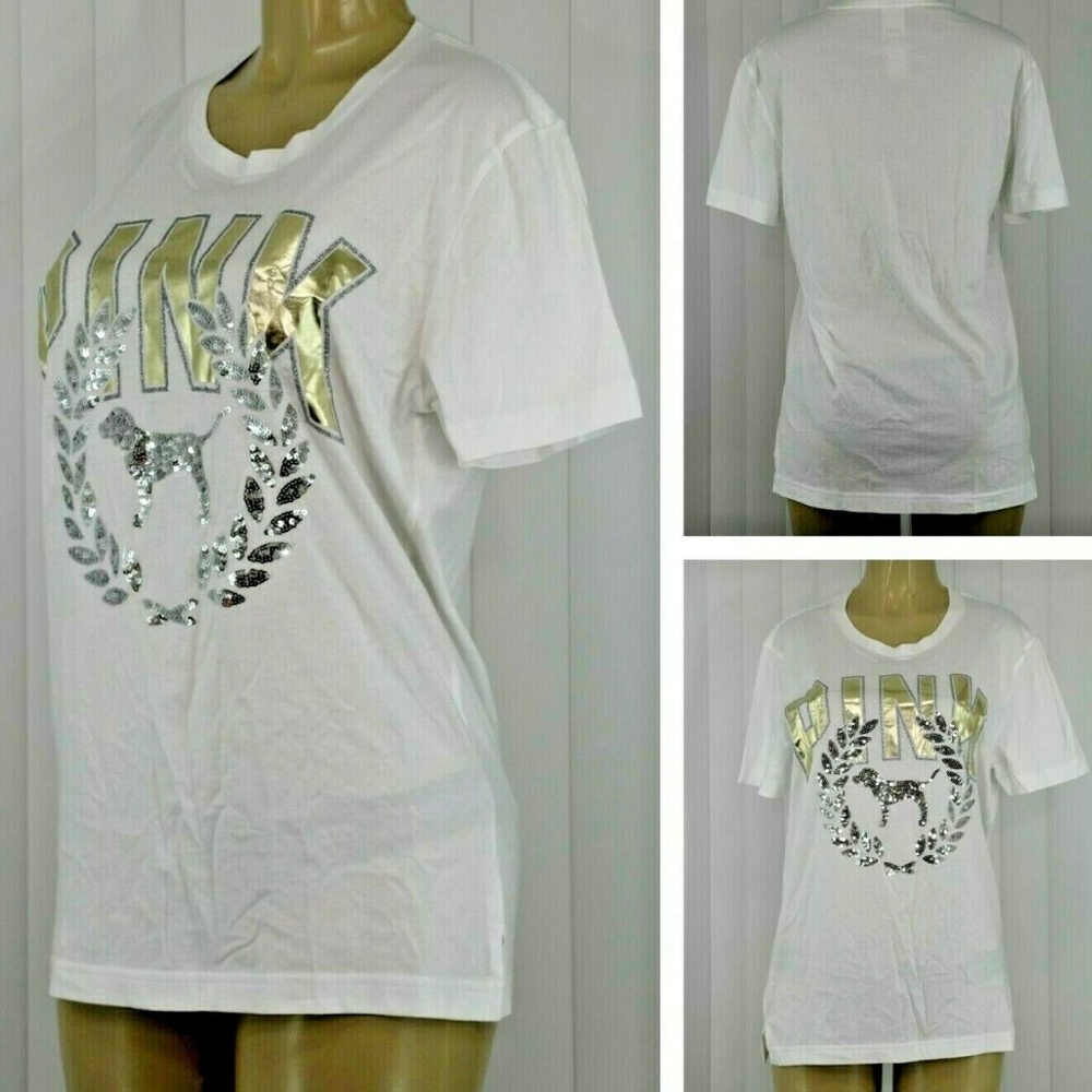 Victoria's Secret PINK SEQUIN GRAPHIC SHORT SLEEVE